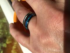 HappyLaulea HI-TECH Black Ceramic Ring with Abalone Shell, Koa Wood & Opal Inlay - 8mm, Dome Shape, Comfort Fitment Review