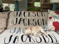 French Bulldog Love CUSTOM Woven Blanket - Natural/Navy - 100% Cotton Review