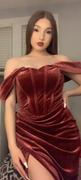Miss Circle Omaria Burgundy Velvet Off Shoulder Corset Dress Review