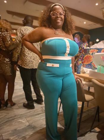 vexusstore Plus Size Jolie Strapless  Jumpsuit- Teal Review