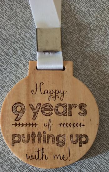 Woodgeek store Happy Anniversary Wooden Medal Review