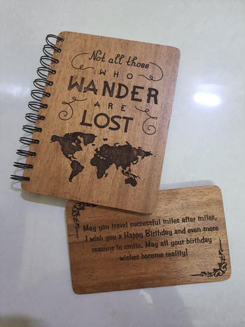 Woodgeek store Not all those who wander are lost - Personalized Wooden Notebook Review