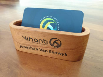 Woodgeek store Wooden Business Card Holder | Corporate Gifts Review
