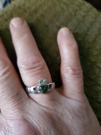 Biddy Murphy Irish Gifts Real Sterling Silver Claddagh Ring with Connemara Marble and Celtic Weave Made by Our Maker-Partner in Co. Dublin Review