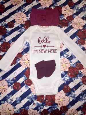 Meagen R. verified customer review of Cora Hello I'm New Here Bodysuit And Floral Headband