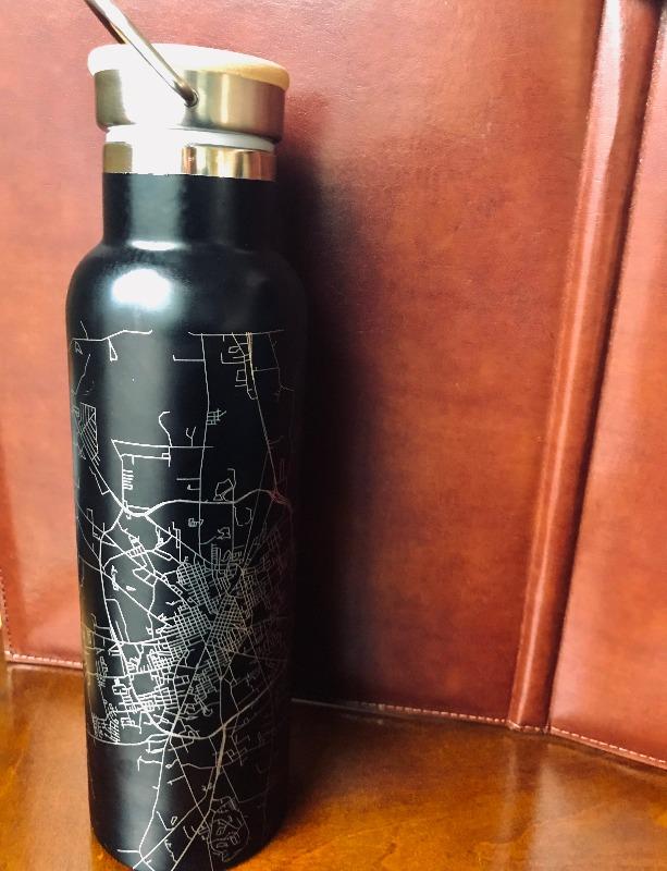 Ocala - Florida Engraved Map Bottle with Bamboo Top in Matte Black