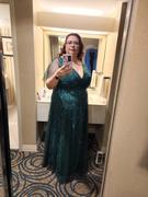 Ever-Pretty US Plus Size Shimmery V Neck Evening Gowns with Ruffles Sleeves Review