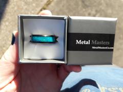 Metal Masters Co. Men's Tungsten Wedding Band Engagement Ring Crushed Opal Inlay Black 8MM Review