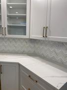 Tile Club Herringbone Pearl White Thassos Marble and Shell Tile Review