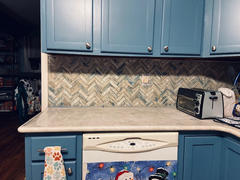 Tile Club Recycled Glass Herringbone Mosaic In Blue Wood Color Review