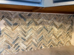 Tile Club Recycled Glass Herringbone Mosaic In Blue Wood Color Review