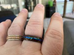 HappyLaulea HI-TECH Black Ceramic Ring with Blue Opal & Koa Wood Tri-Inlay - 6mm, Dome Shape, Comfort Fitment Review