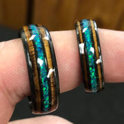 HappyLaulea Black Zirconium 10mm Ring with Azure Blue Opal & Hawaiian Koa Wood Tri-Inlay - Dome Shape, Comfort Fitment Review