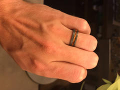HappyLaulea Black Zirconium Ring with Hawaiian Koa Wood Offset Inlay - 6mm, Flat Shape, Comfort Fitment Review