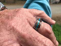 HappyLaulea Tungsten Carbide Ring with Crushed Turquoise & Hawaiian Koa Wood Inlay - 8mm, Dome Shape, Comfort Fitment Review