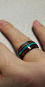 HappyLaulea Black Ceramic 10mm Ring with Blue Opal & Hawaiian Koa Wood Tri Inlay - Dome Shape, Comfort Fitment Review