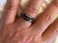 HappyLaulea Tungsten Carbide Ring with Koa Wood & Lapis Lazuli Duo Inlay - 8mm, Dome Shape, Comfort Fitment Review