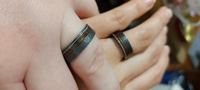 HappyLaulea Black Zirconium Ring with Hawaiian Koa Wood & Guitar String / 7mm Width / Flat Shape , Comfort Fitment Review