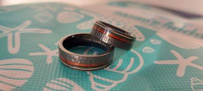 HappyLaulea Black Zirconium Ring with Hawaiian Koa Wood & Guitar String / 7mm Width / Flat Shape , Comfort Fitment Review