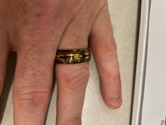 HappyLaulea Gun Grey Tungsten Carbide Ring [8mm width] 18K Gold Flake, Meteorite, & Hawaiian Koa Wood Review