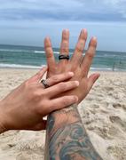 HappyLaulea Black Ceramic and Tungsten Wedding Ring Set with Abalone Pau'a Shell and Koa Wood Tri Inlay - 6&8mm, Dome Shape, Comfort Fitment Review