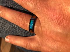 HappyLaulea HI-TECH Black Ceramic Beveled Ring with Koa Wood and Opal Inlay - 6mm, Flat Shape, Comfort Fitment Review