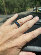 HappyLaulea HI-TECH Black Ceramic Ring with Blue Opal & Hawaiian Koa Wood Tri Inlay - 8mm, Dome Shape, Comfort Fitment Review