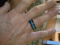 HappyLaulea Tungsten Carbide 10mm Ring with Koa Wood and Turquoise Inlay Review