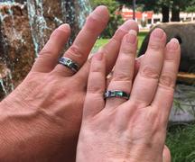 HappyLaulea Pair of Tungsten Carbide Beveled Edge Rings with Abalone Shell Inlay - 5&8mm, Flat Shape, Comfort Fitment Review