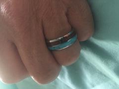 HappyLaulea Tungsten Carbide 8mm Ring with Turquoise and Hawaiian Koa Wood Inlay, Comfort Fitment, Barrel Style Review