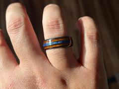 HappyLaulea Tungsten Carbide Ring with Koa Wood & Lapis Lazuli Tri Inlay - 8mm, Dome Shape, Comfort Fitment Review