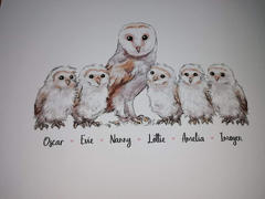 Pawprint Illustration Your Owl Family! Barn Owl Family Custom Names Print | Nursery Wall Art Review