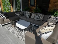 Alexander Francis Minimo Sunbrella Fabric Garden U Shape Sofa Set White Metal Frame Review