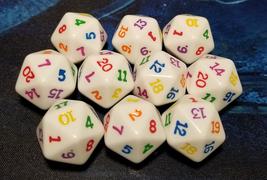 Pippd Set of 10 D20 19mm Opaque Rainbow Dice - White with Multicolor Numbers Review