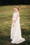 Flower Girl Dresses Boho Beach Lace Chiffon Backless Long Wedding Flower Girl Dress with Belt Review