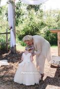 Flower Girl Dresses V Neck Ivory Satin Champagne Tulle Wedding Flower Girl Dress with Beaded Belt Review