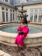 Alieva Tiffany Dupioni Puff Sleeve Maxi Dress (Hot Pink) Review
