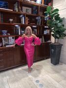 Alieva Tiffany Dupioni Puff Sleeve Maxi Dress (Hot Pink) Review