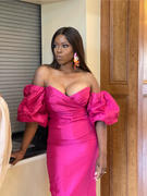 Alieva Tiffany Dupioni Puff Sleeve Maxi Dress (Hot Pink) Review