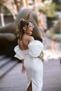 Alieva Tiffany Dupioni Puff Sleeve Maxi Dress (Beige) Review