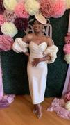 Alieva Tiffany Dupioni Puff Sleeve Maxi Dress (Beige) Review