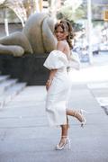 Alieva Tiffany Dupioni Puff Sleeve Maxi Dress (Beige) Review