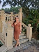 Alieva Jade Off-Shoulder Bandage Dress (Tawny Brown) Review