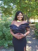 Alieva Presley Crepe Ruffle Shoulder Gown Dress (Black) Review