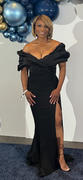 Alieva Presley Crepe Ruffle Shoulder Gown Dress (Black) Review
