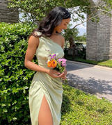 Alieva Harper Corset Satin Midi Dress (Sage Green) Review