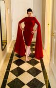 Alieva Ziba Bandage Shawl Sleeves Midi Dress (Maroon) Review