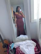 DiscountDressShop.com Burgundy Off-Shoulder Long Formal Dress with Slit Review