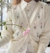 Simple Retro Ally Floral Handmade Embroidery Knit Cardigan Review