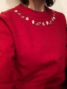 Simple Retro Elsa Floral Embroidery Christmas Red Knit Sweater Review